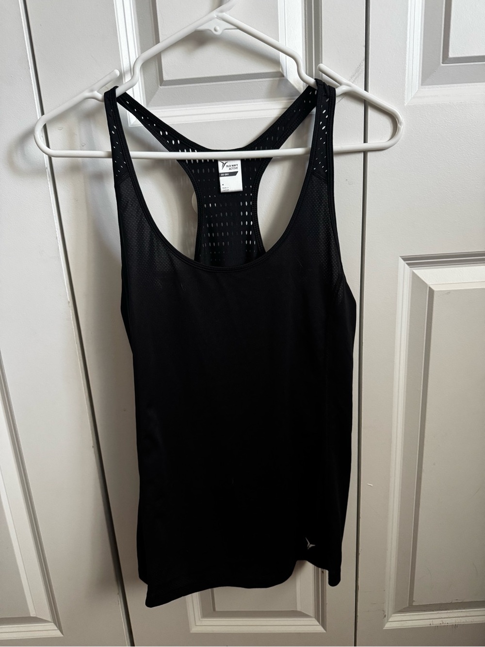 Old Navy Black Racerback Mesh-Panel Tank